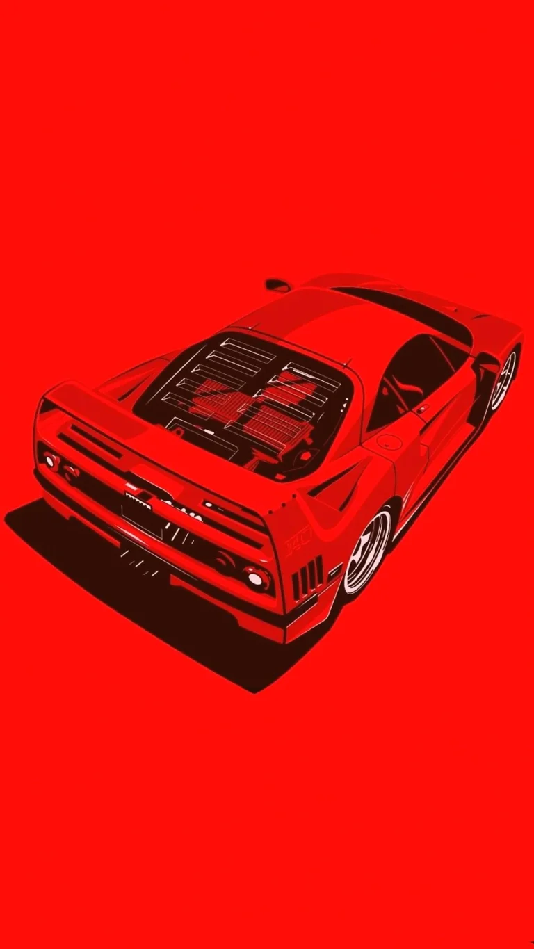 Ferrari F40 Art Red Minimal iPhone HD Wallpapers Download