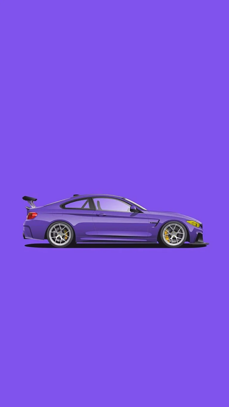 Purple BMW M4 Minimal iPhone Cute Lock Screen Wallpaper