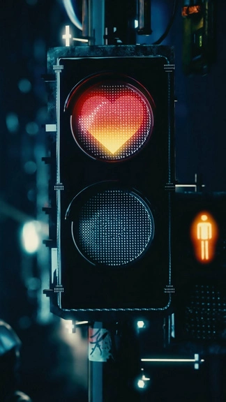 Red Traffic Light Heart Valentines