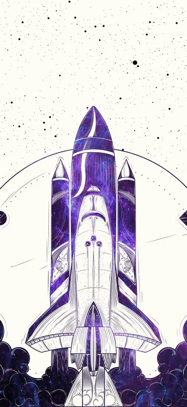 Space Shuttle Rocket Vector Art Galaxy S24 4K Wallpaper