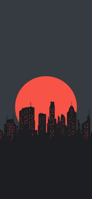 City Skyline Sunset Orange Android 4K Wallpapers