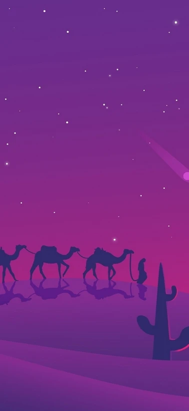 Camels Desert Evening Minimal Samsung Galaxy S24 Wallpaper