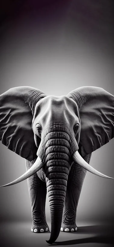 Black White Elephant Portrait Mobile Screen Image