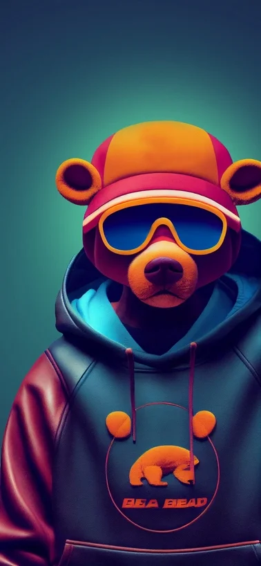 Colorful Teddy Bear Portrait iPhone