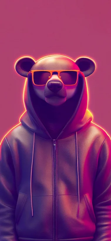 Colorful Killer Bear Portrait iPhone 15