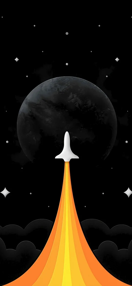 Space Rocket Dark Black iPhone Batter Saving 4K Wallpapers Download