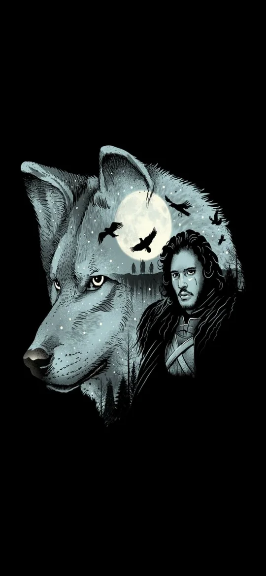 Game Thrones Jone Snow Wolf Dark 4K Wallpapers Download