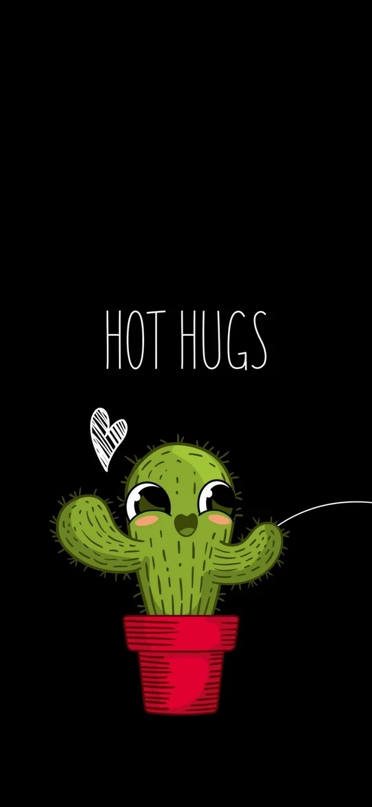 Hot Hugs Cactus dark black iPhone Oled 4K Wallpaper