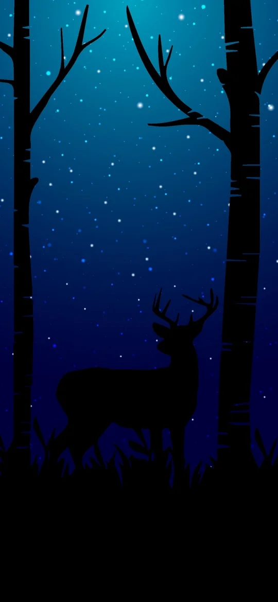 Reindeer Forest Night Dark Lockscreen Home screen wallpapers