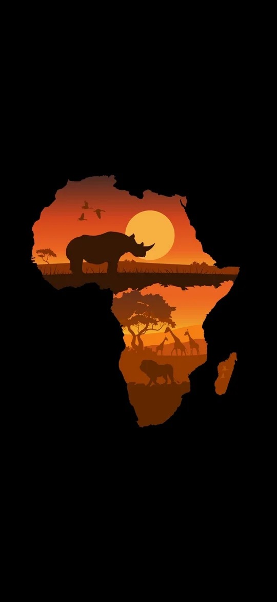 Africa Jungle Safari Animals Dark Samsung Galaxy S24 Wallpaper