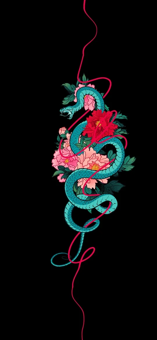Samsung Galaxy S24 Ultra Amoled Floral Snake Wallpaper