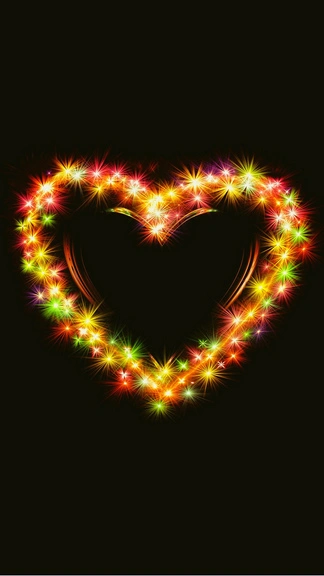 Colorful Sparkling Heart on Black Background