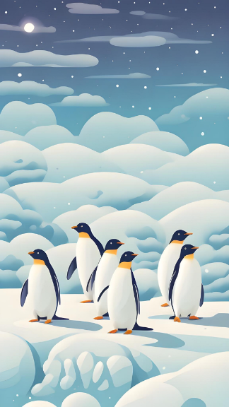 Snow Penguin Digital Art Honor Magic 6 Lite Wallpaper