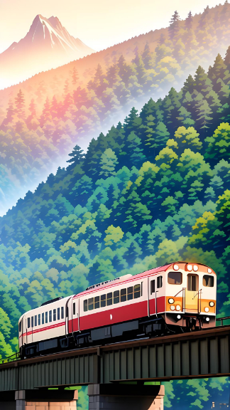 iPhone 15 Pro Max Train on the Bridge Ai 4K Wallpaper
