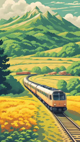 Vivo S18e Rural Train Landscape Ai Art Wallpaper