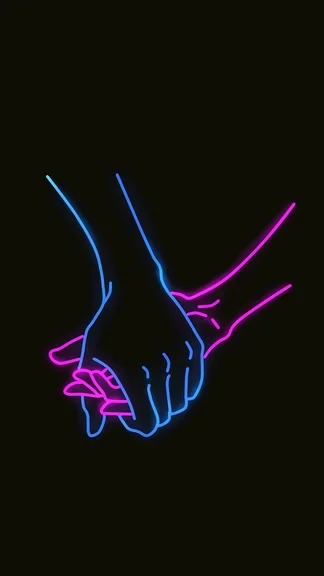 Neon Holding Hands Black