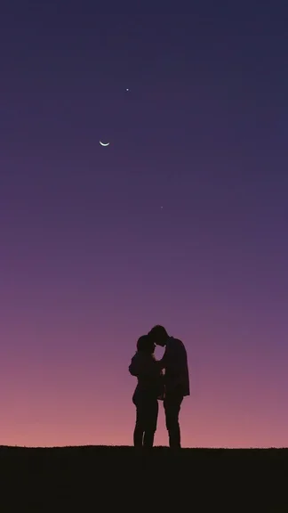 Moon Cute Romantic Couple Silhouette