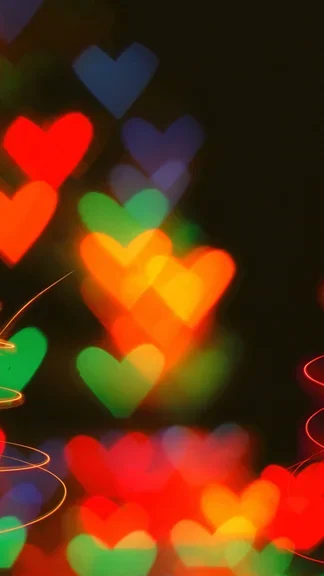 Bokeh Lights Colorful Hearts