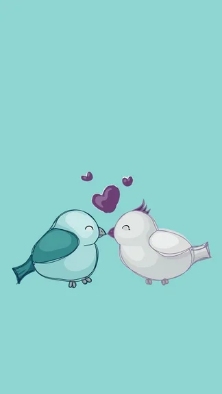 Bird Art Aqua Blue Valentine's