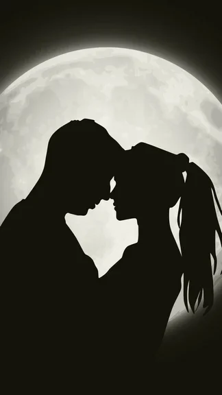 Romance Moonlight Couple Silhouette