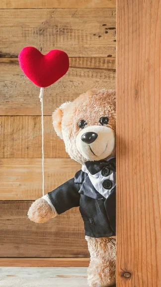 Teddy With Heart Balloons