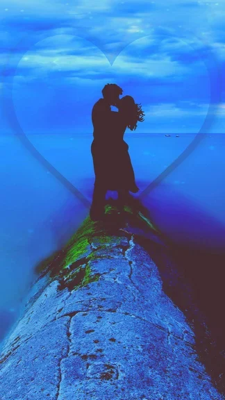 Kissing Couples Romantic Blue